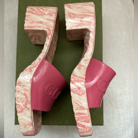 Gucci Rubber Slides Marbled Pink - Picture 4 of 7